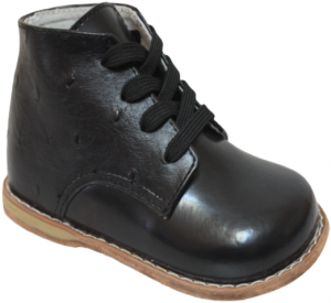 LEATHER BABY WALKING SHOES EE WIDTH 0441503 BLACK OSTRICH